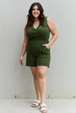Zenana Forever Yours Full Size V-Neck Sleeveless Romper in Army Green - ONLINE ONLY 2-10 DAY SHIPPING