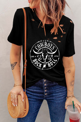 Graphic Round Neck Cutout Tee- ONLINE ONLY- 2-7 DAY SHIPPING