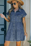 Button Front Raw Hem Denim Dress- ONLINE ONLY 2-10 DAY SHIPPING