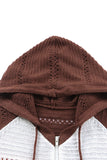 Zip-Up Raglan Sleeve Openwork Hooded Cardigan- ONLINE ONLY 2-10 DAY SHIPPING