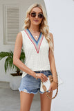 Contrast V-Neck Eyelet Tank- ONLINE ONLY 2-10 DAY SHIPPING
