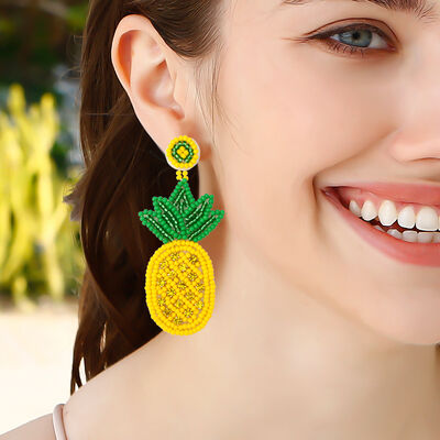 Bead Stainless Steel Pineapple Earrings- ONLINE ONLY