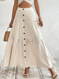Decorative Button Tiered Skirt - ONLINE ONLY
