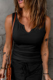 Notched Neck Ribbed Tank Top- ONLINE ONLY- 2-7 DAY SHIPPING