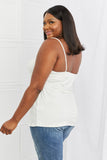 Celeste In The Moment Full Size Lace Detail Tank Top in White- ONLINE ONLY- 2-7 DAY SHIPPING