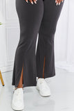Zenana Full Size First Class High Rise Slit Flare Pants - ONLINE ONLY 2-10 DAY SHIPPING