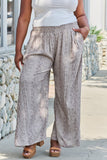 GeeGee Stress Free Plus Size Printed Wide Leg Pants- ONLINE ONLY 2-10 DAY SHIPPING