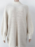 Mock Neck Dropped Shoulder Sweater Dress