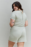 Zenana Chilled Out Full Size Short Sleeve Romper in Light Sage - ONLINE ONLY 2-10 DAY SHIPPING