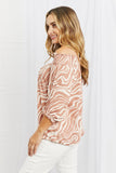 Celeste So Wavy Full Size Off-The-Shoulder Scrunch Sleeve Top in Pale Blush- ONLINE ONLY- 2-7 DAY SHIPPING