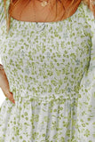 Smocked Floral Square Neck Balloon Sleeve Dress - ONLINE ONLY