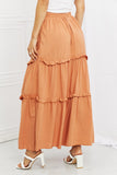 Zenana Summer Days Full Size Ruffled Maxi Skirt in Butter Orange - ONLINE ONLY 2-7 DAY SHIP