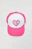 Fame Falling For You Trucker Hat in Pink- ONLINE ONLY 2-10 DAY SHIPPING