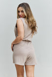 Zenana Forever Yours Full Size V-Neck Sleeveless Romper in Sand- ONLINE ONLY 2-10 DAY SHIPPING