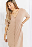 BOMBOM Sunday Brunch Button Down Midi Dress in Natural- ONLINE ONLY- Shipping 2-7 days