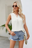 Notched Neck Curved Hem Eyelet Tank- ONLINE ONLY 2-10 DAY SHIPPING