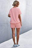 Raglan Sleeve Ruffle Hem Top and Shorts Set with Pockets- ONLINE ONLY 2-10 DAY SHIPPING