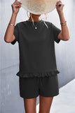 Raglan Sleeve Ruffle Hem Top and Shorts Set with Pockets- ONLINE ONLY 2-10 DAY SHIPPING