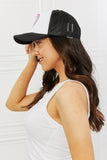 Fame Falling For You Trucker Hat in Black- ONLINE ONLY 2-10 DAY SHIPPING