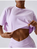 Cropped Round Neck Short Sleeve Active Top