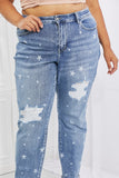 Judy Blue Sarah Full Size Star Pattern Boyfriend Jeans - ONLINE ONLY 2-7 DAY SHIP