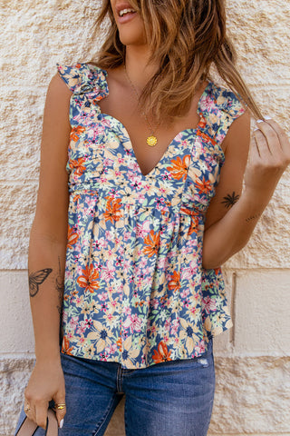 Floral Smocked Cap Sleeve Top- ONLINE ONLY 2-10 DAY SHIPPING
