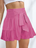 Smocked Tie-Front High-Rise Shorts- ONLINE ONLY 2-10 DAY SHIPPING