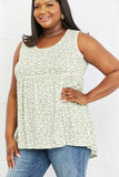 Celeste Next To You Full Size Lace Detail Sleeveless Top in Sage Leopard- ONLINE ONLY- 2-7 DAY SHIPPING