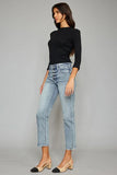 Kancan High Waist Button Fly Raw Hem Cropped Straight Jeans - ONLINE ONLY