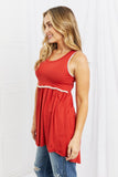 Celeste Next To You Full Size Lace Detail Sleeveless Top in Rust- ONLINE ONLY- 2-7 DAY SHIPPING