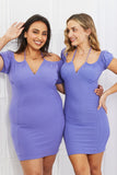 Capella Miss Independent Full Size Off-The Shoulder Rib Knit Mini Dress- ONLINE ONLY 2-10 DAY SHIPPING