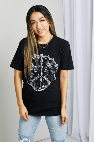 mineB Full Size Butterfly Graphic Tee Shirt- ONLINE ONLY 2-10 DAY SHIPPING