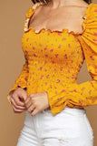 Smocking Print Brushed DTY Long Sleeve Top - In Store