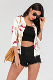 Printed Zip-Up Three-Quarter Sleeve Bomber Jacket- ONLINE ONLY 2-10 DAY SHIPPING