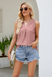 Notched Neck Curved Hem Eyelet Tank- ONLINE ONLY 2-10 DAY SHIPPING