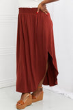 Zenana It's My Time Full Size Side Scoop Scrunch Skirt in Dark Rust - ONLINE ONLY 2-10 DAY SHIPPING