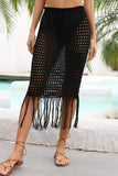 Fringe Hem Drawstring Waist Openwork Skirt- ONLINE ONLY 2-10 DAY SHIPPING