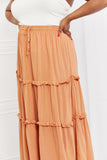 Zenana Summer Days Full Size Ruffled Maxi Skirt in Butter Orange - ONLINE ONLY 2-7 DAY SHIP
