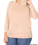Plus Boat Neck Dolman Sleeve Top