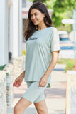 GeeGee My Go-To Full Size T-Shirt and Biker Shorts Lounge Set in Sage - ONLINE ONLY 2-10 DAY SHIPPING