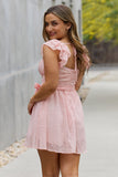 White Birch Full Size Short Sleeve Lace Woven Mini Dress - ONLINE ONLY 2-7 DAY SHIPPING