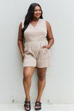 Zenana Forever Yours Full Size V-Neck Sleeveless Romper in Sand- ONLINE ONLY 2-10 DAY SHIPPING