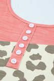Leopard Color Block Decorative Button Tank- ONLINE ONLY- 2-7 DAY SHIPPING