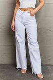 RISEN Raelene Full Size High Waist Wide Leg Jeans in White - ONLINE ONLY
