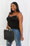 Celeste In The Moment Full Size Lace Detail Tank Top in Black- ONLINE ONLY- 2-7 DAY SHIPPING