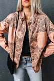 Printed Raw Hem Button Down Jacket with Pockets- ONLINE ONLY 2-10 DAY SHIPPING