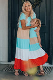 Girls Color Block Round Neck Maxi Dress- ONLINE ONLY 2-10 DAY SHIPPING