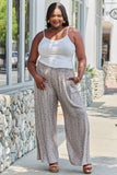 GeeGee Stress Free Plus Size Printed Wide Leg Pants- ONLINE ONLY 2-10 DAY SHIPPING