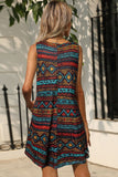Printed Round Neck Sleeveless Dress with Pockets - ONLINE ONLY 2-7 DAY SHIP