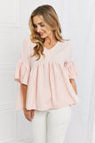 Celeste Look At Me Full Size Flowy Ruffle Sleeve Top in Pink- ONLINE ONLY- 2-7 DAY SHIPPING